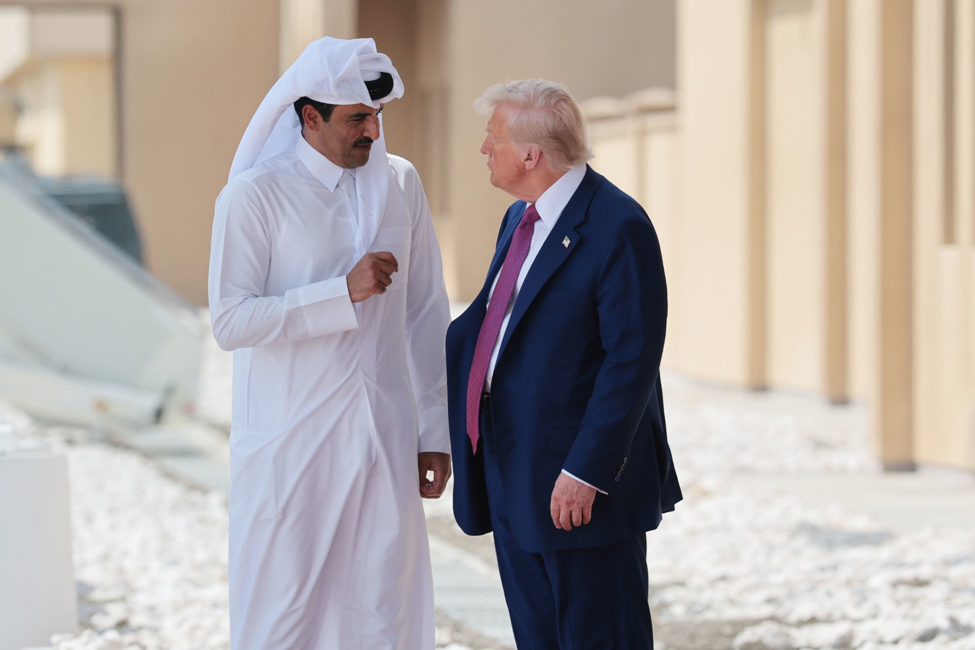 لقاء سابق بين أمير قطر والرئيس الأميركي.
