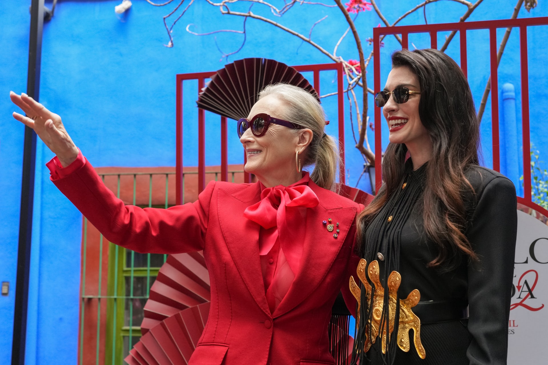 ستريب وهاثاوي خلال فعاليّة خاصّة بالفيلم في مكسيكو سيتي. 