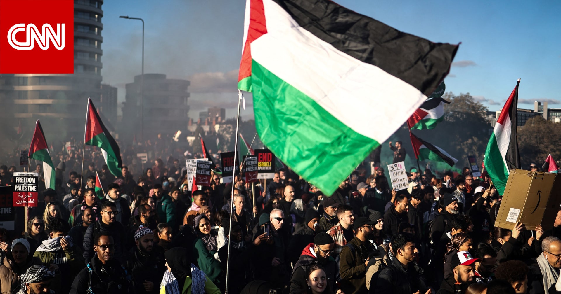 البرادعي يستشهد بفيديو لمظاهرات لندن الداعمة للفلسطينيين: لمن يدعي أنها قضية إسلامية فقط