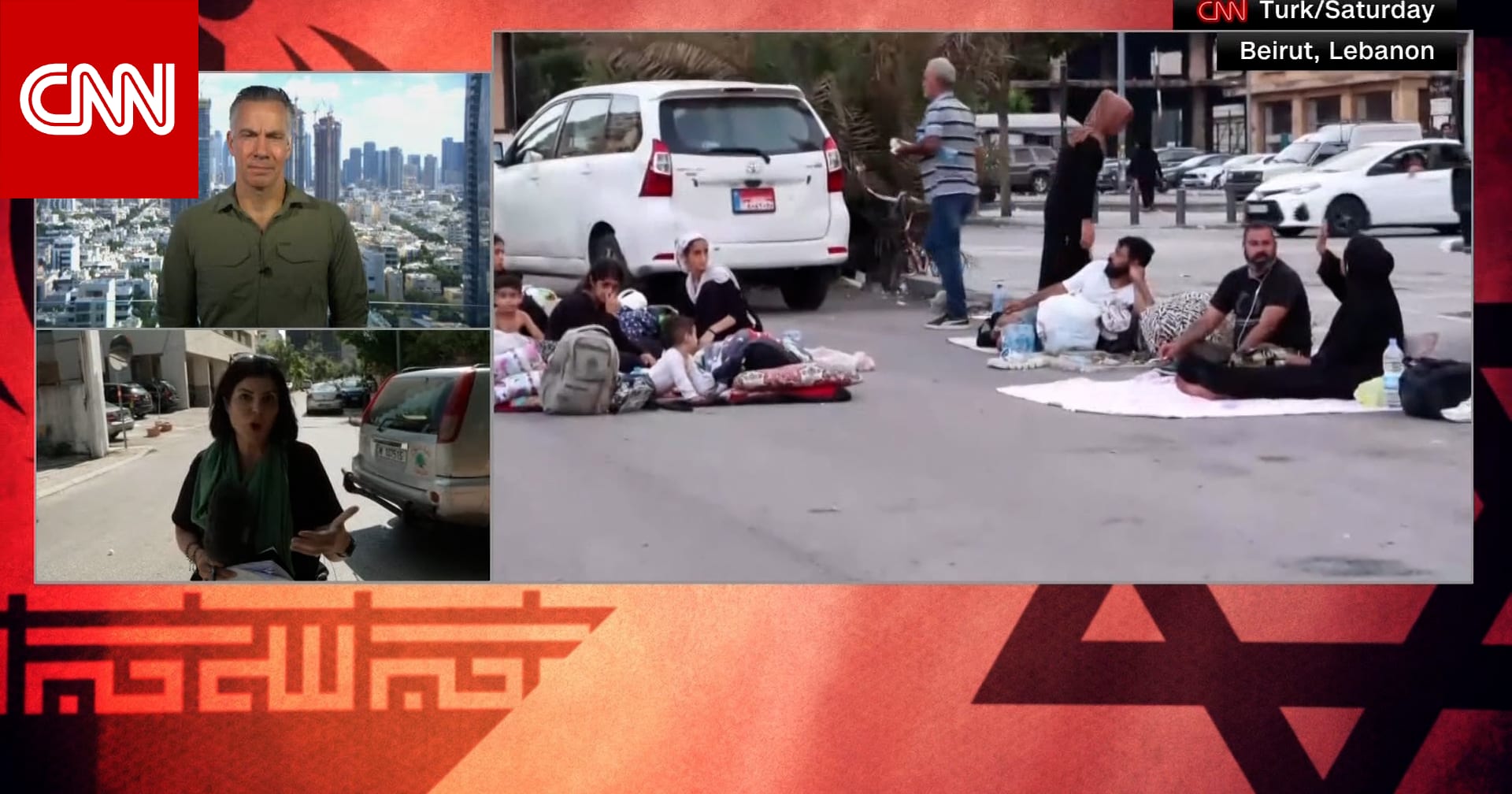 "على الأرصفة ودون دورات مياه".. مراسلة CNN توضح كيف يعيش النازحون في بيروت
