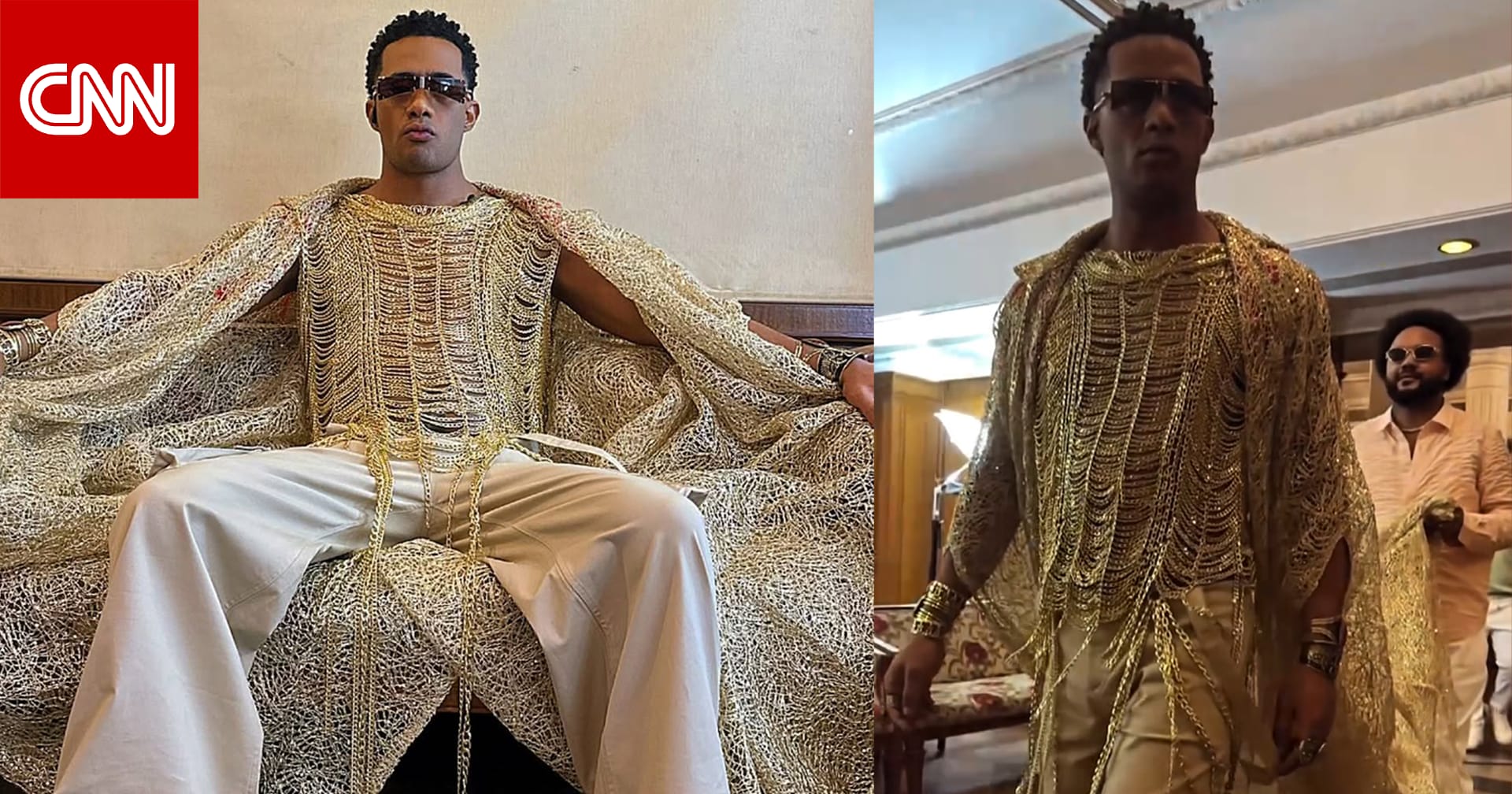 محمد رمضان يظهر في رداء من الذهب