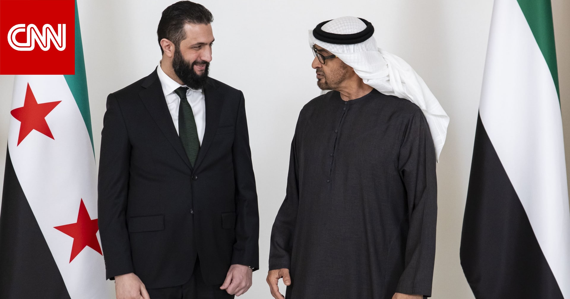 محمد بن زايد خلال لقائه الشرع: الإمارات لن تدخر جهدًا في دعم سوريا