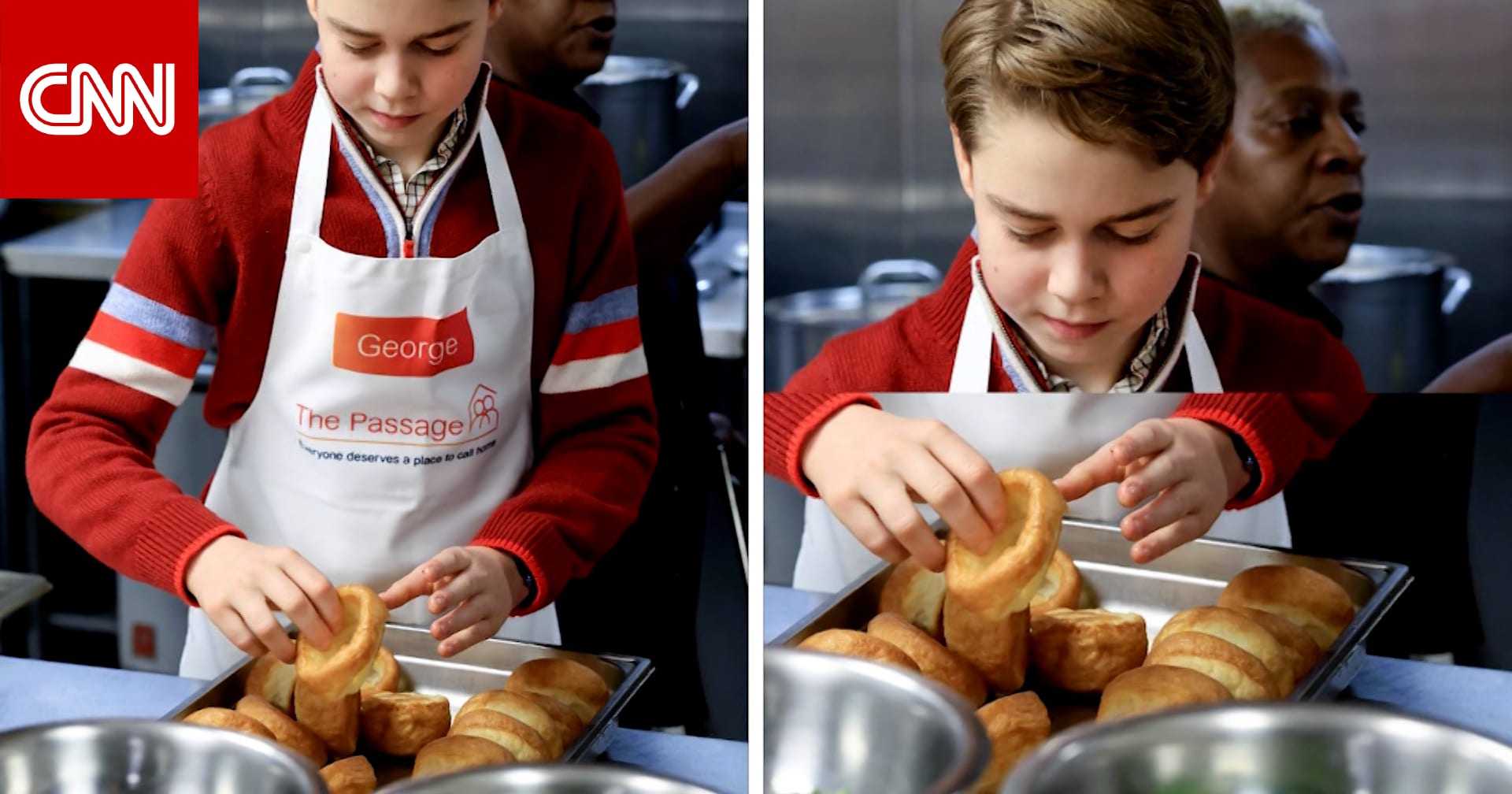 أعادا الأميرة ديانا إلى الأذهان.. الأمير وليام وابنه جورج بمطبخ جمعية خيرية استعدادًا لغداء عيد الميلاد