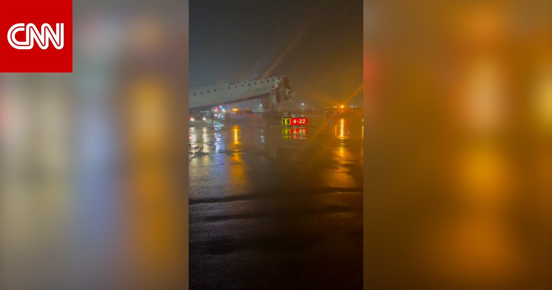 شاهد لحظة اصطدام طائرة الخطوط الجوية الكندية بشاحنة إطفاء في نيويورك