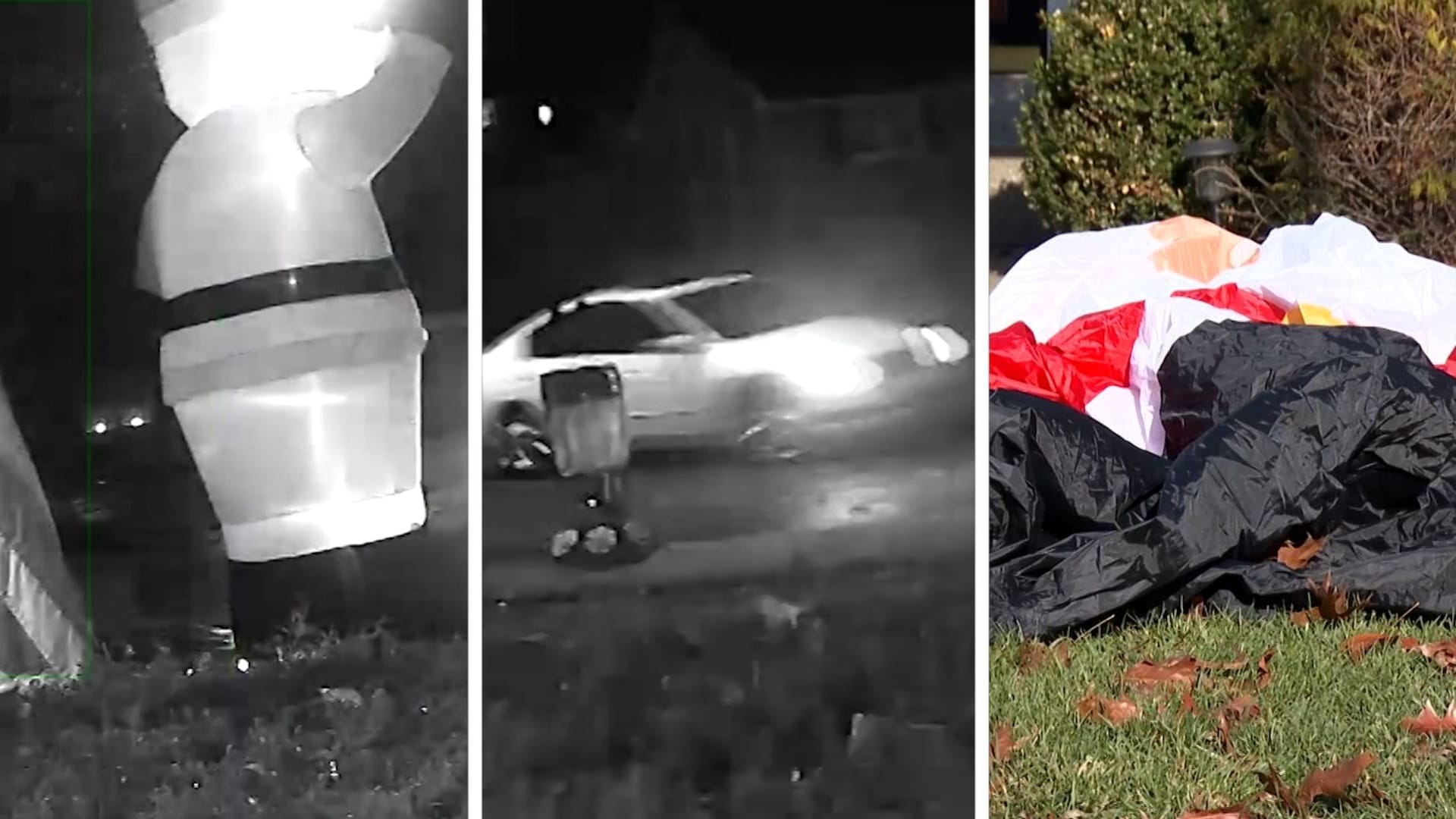 كاميرا مراقبة ترصد ما حدث لدمية "سانتا" أثناء مرور سيارة مسرعة من جانبها