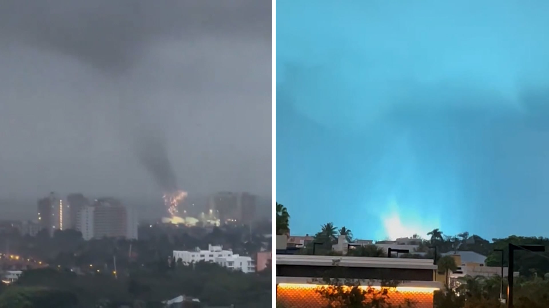 تطايرت الشرارات.. شاهد ما حدث عندما ضرب إعصار عنيف منطقة بأمريكا