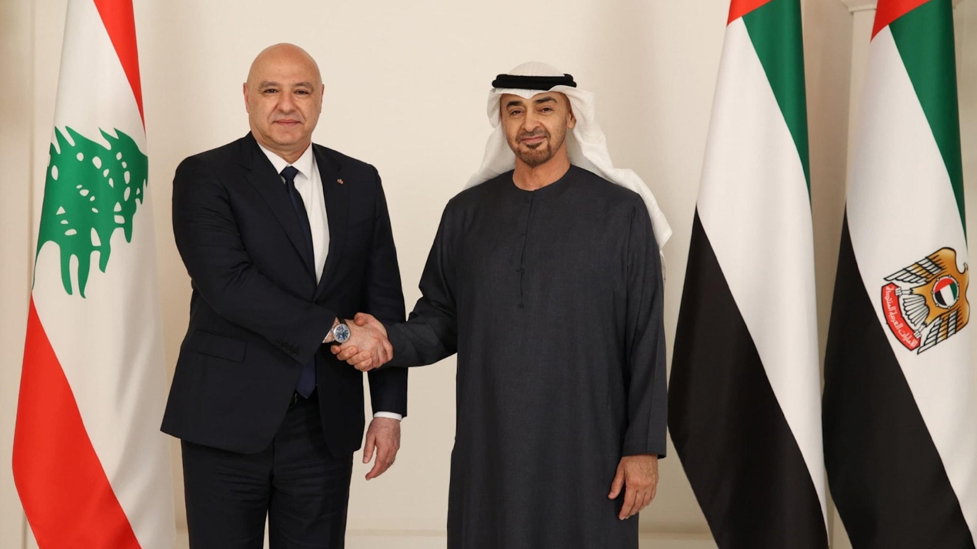 محمد بن زايد يستقبل جوزاف عون في أبوظبي.. وهذا ما أكد عليه الرئيسان