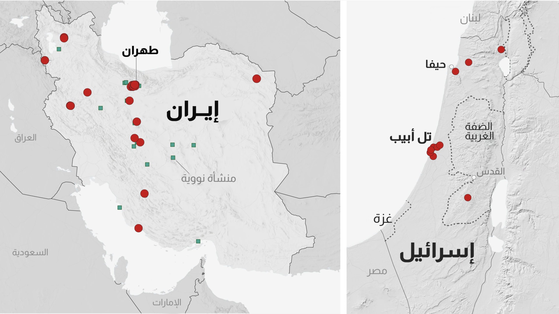 8 رسوم بيانية توضح سياق الضربات الجوية الإسرائيلية ضد إيران وتفاصيل رد طهران