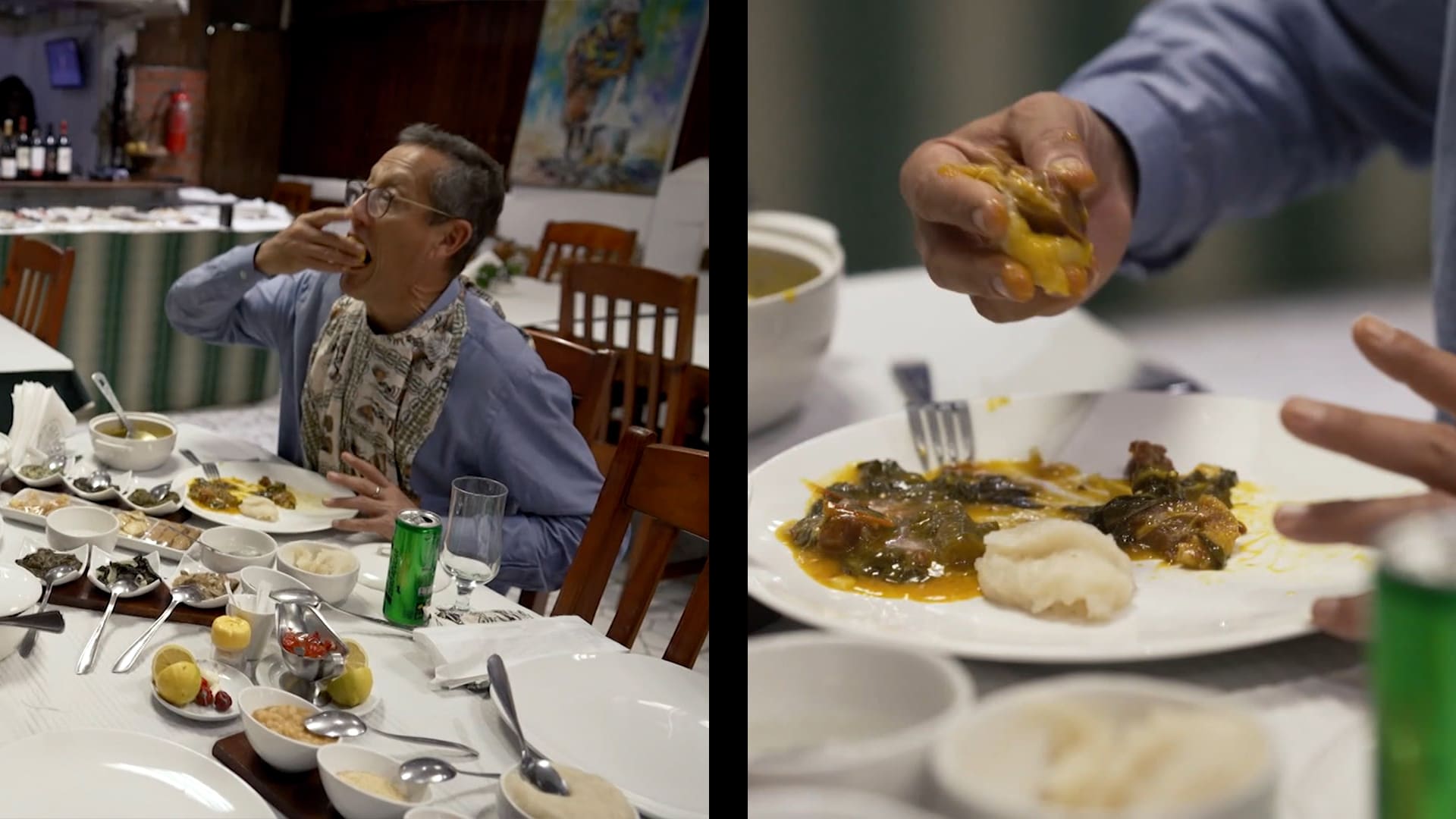 شاهد.. ريتشارد كويست يجرب تناول الطعام بيده في أنغولا