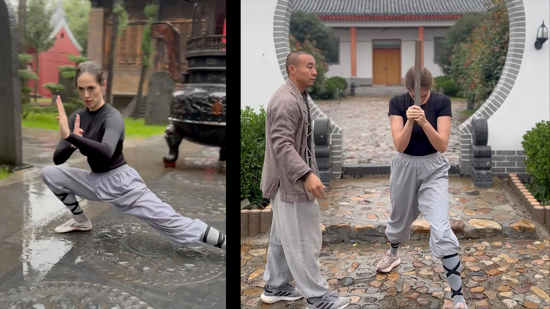 شابة تكسر قطعة معدنية برأسها أثناء ممارسة الكونغ فو في الصين