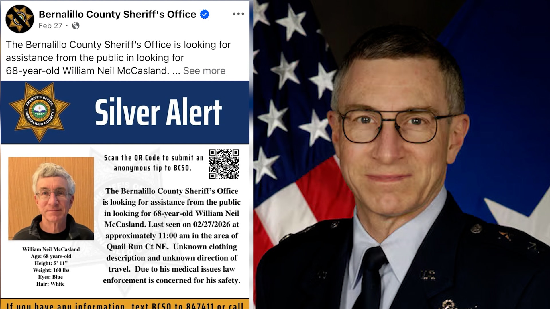 لواء متقاعد من سلاح الجو الأمريكي مفقود منذ ما يقارب أسبوعين