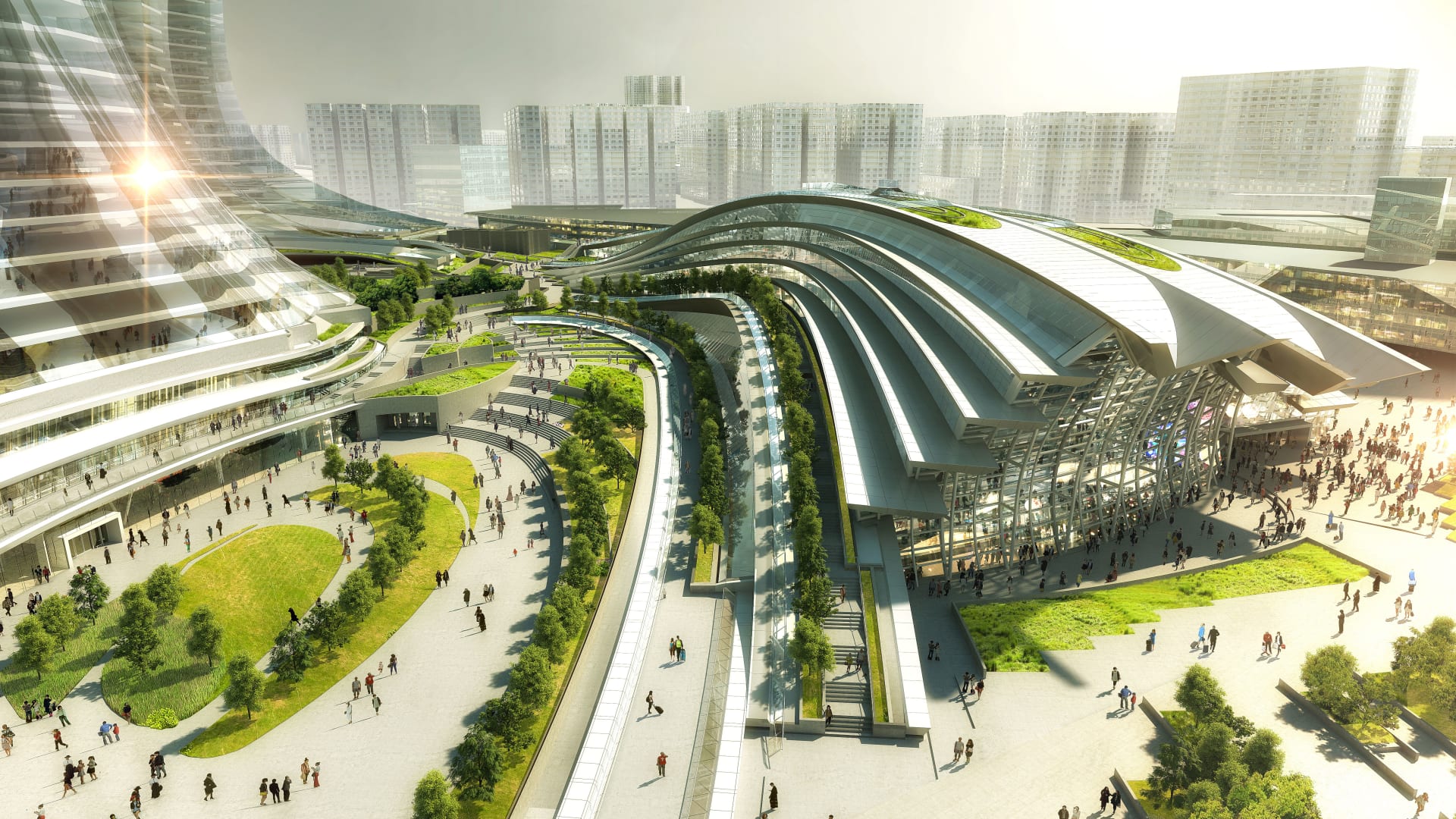 محطة غرب كولون ستصل بين هونغ كونغ وبر الصين الرئيسي وتخدم مسافرين قد يبلغ عددهم أكثر من 80 ألف مسافر يومياً.	