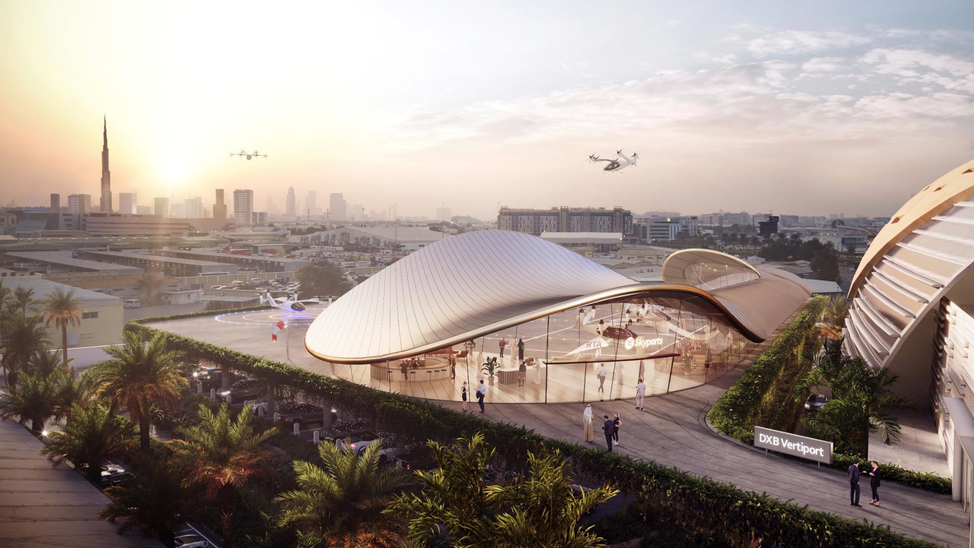 في دبي.. الكشف عن تصميم مطار لسيارات الأجرة الطائرة 