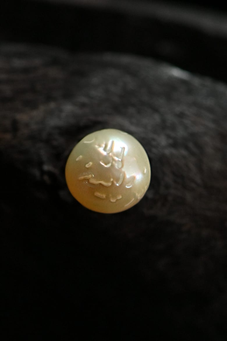 استخرجت من المحار هكذا.. لؤلؤة نُقش عليها اسم "الله" معروضة للبيع استخرجت من المحار هكذا.. لؤلؤة نُقش عليها اسم "الله" معروضة للبيع