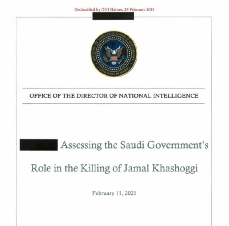 غلاف تقرير الاستخبارات الامريكية حول مقتل خاشقجي