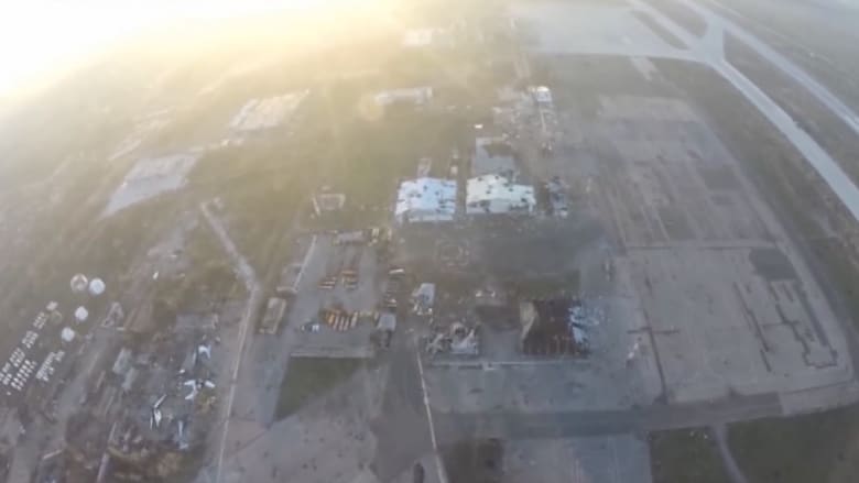 بالفيديو .. كيف يبدو الدمار الذي حل بمطار دونيتسك من الجو؟