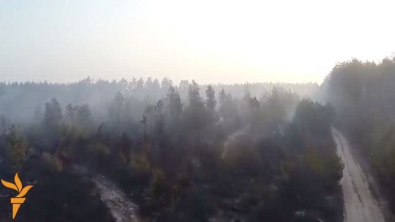 بالفيديو.. طائرة بدون طيار تلتقط مشاهد لحرائق الغابات في أوكرانيا