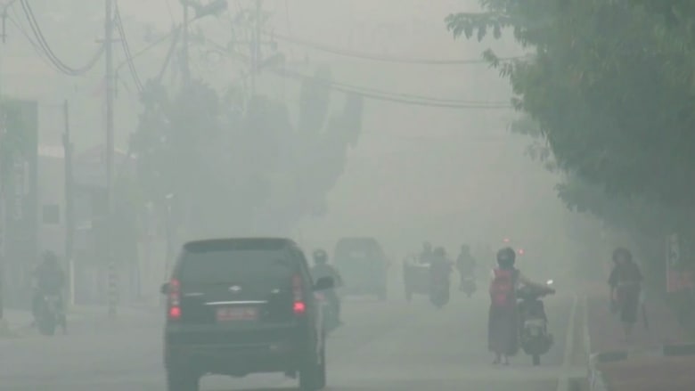 بالفيديو..  دخان كثيف يغطي سماء إندونيسيا