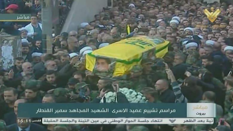 لقطات من جنازة سمير القنطار أحد قيادي حزب الله بعد مقتله بسوريا