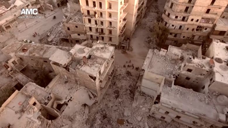 فيديو من السماء يظهر حجم الدمار في حي بحلب