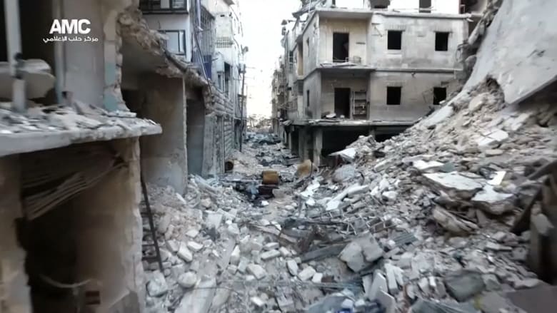 طائرة بدون طيار تظهر دمار حي الشعار في حلب السورية