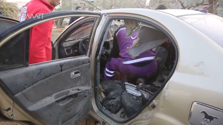 المشاهد الأولى لسيارة القيادي بالقاعدة أبوالخير المصري بعد تفجيرها