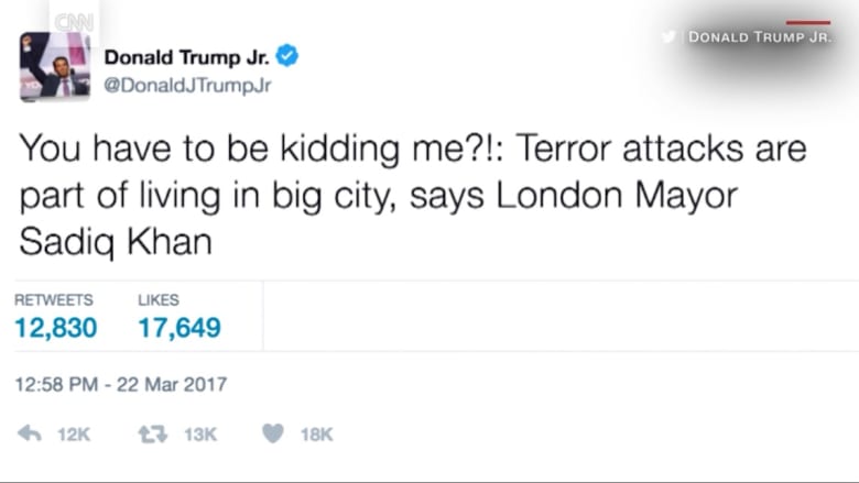 شاهد رد عمدة لندن المسلم على تغريدة لنجل ترامب