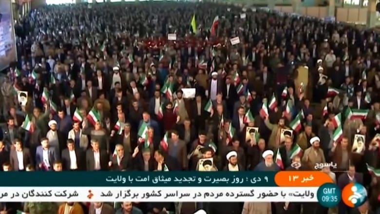 مظاهرات مؤيدة للنظام الإيراني في اليوم الثالث من احتجاجات المعارضة