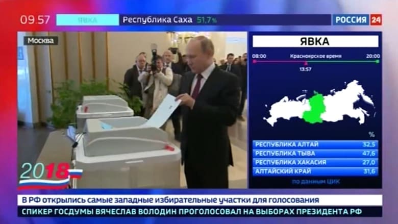 شاهد.. بوتين يدلي بصوته في الانتخابات الرئاسية الروسية