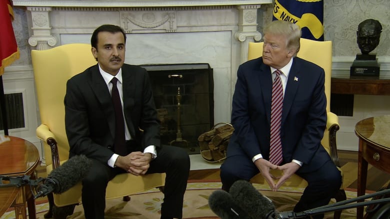 شاهد.. أمير قطر يلتقي بترامب في واشنطن