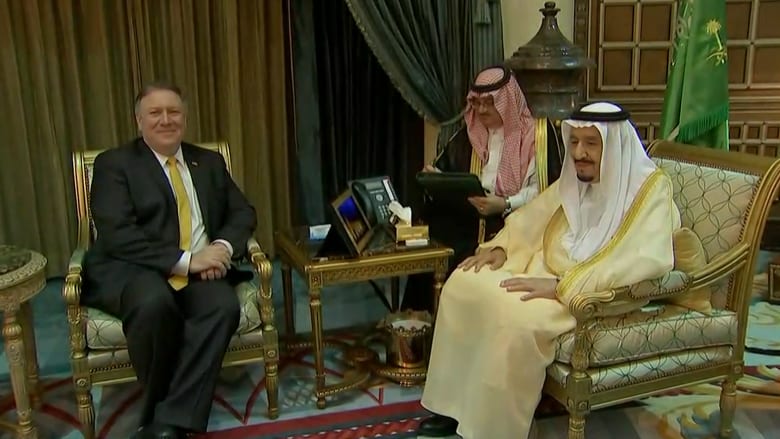 شاهد.. الملك سلمان يلتقي بوزير خارجية أمريكا الجديد