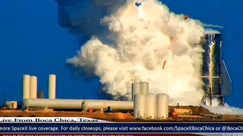 لحظة انفجار جزئي لمركبة الفضاء SpaceX أثناء اختبارها