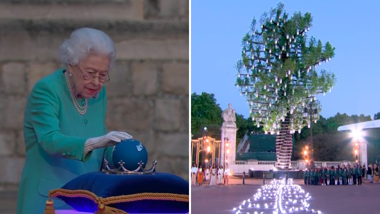 شاهد.. الملكة إليزابيث تشعل "شجرة الأشجار" احتفالا باليوبيل البلاتيني