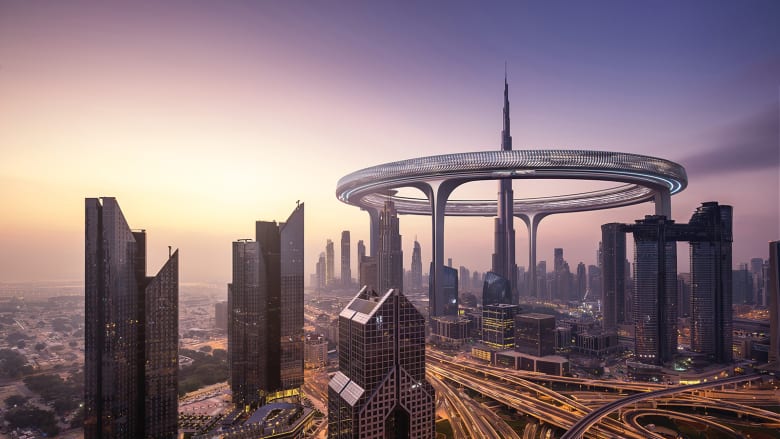 هل سيحيط طوق هيكل دائري ضخم برج خليفة؟ شركة هندسة بدبي تقترح مفهوما مثيرا