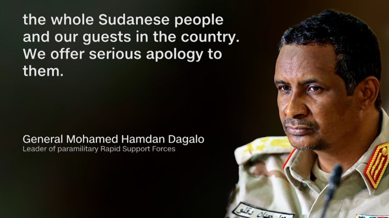 "نحن آسفون وإن شاء الله الأزمة تنتهي".. حميدتي يؤكد لـCNN التزامه بالسلام في السودان