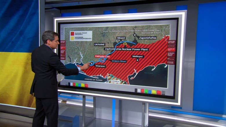 خريطة تُظهر كيف يمكن أن يؤثر تدمير سد على نهر دنيبرو على استراتيجيات أوكرانيا وروسيا العسكرية