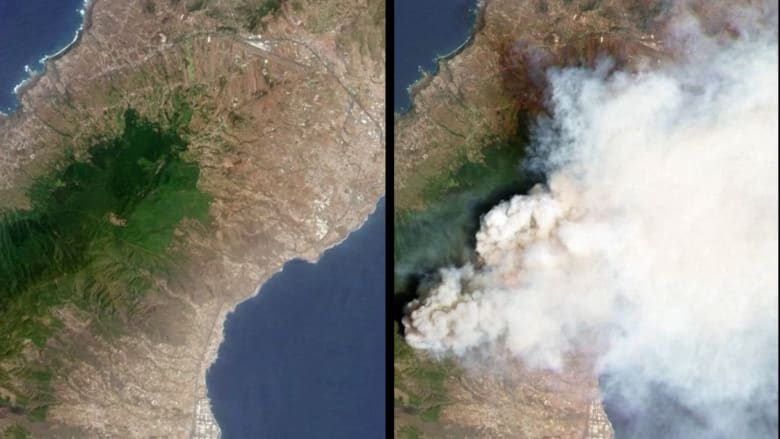قبل وبعد.. أقمار صناعية تكشف حجم الدمار الذي خلفته حرائق الغابات في جزيرة تينيريفي