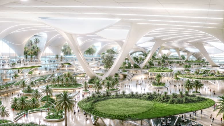 كلفته 35 مليار دولار.. حاكم دبي يكشف عن تصميم مبنى المسافرين الجديد بمطار آل مكتوم الدولي