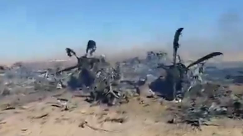 لقطات لما يبدو حطام طائرات بإيران بعد إعلان ترامب عن عملية إنقاذ بعد سقوط طائرة