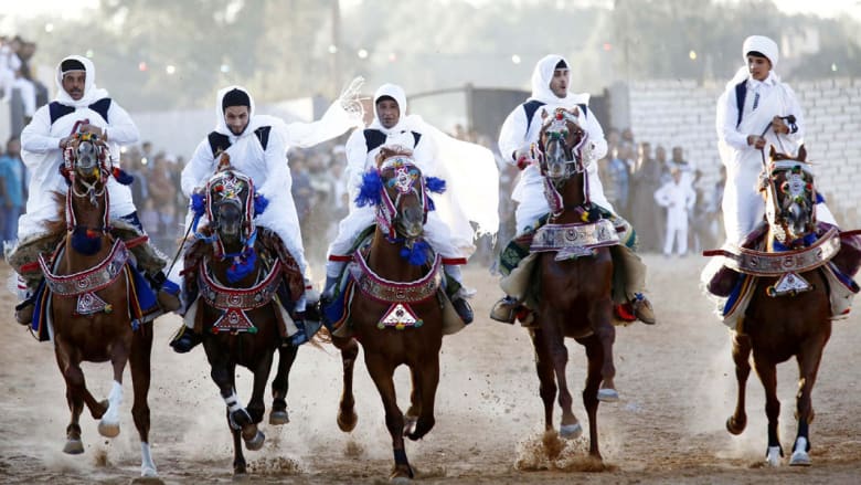بالصور..الخيول عروس حفلات الزفاف في ليبيا