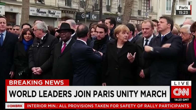 صور حية لمسيرة مليونية فيها 50 زعيم دولة للتضامن مع أحداث باريس... حزن وصمود...ضد الخوف ومع الحرية