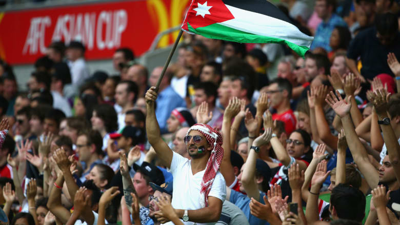 من مباراة المنتخبين الفلسطيني والأردني