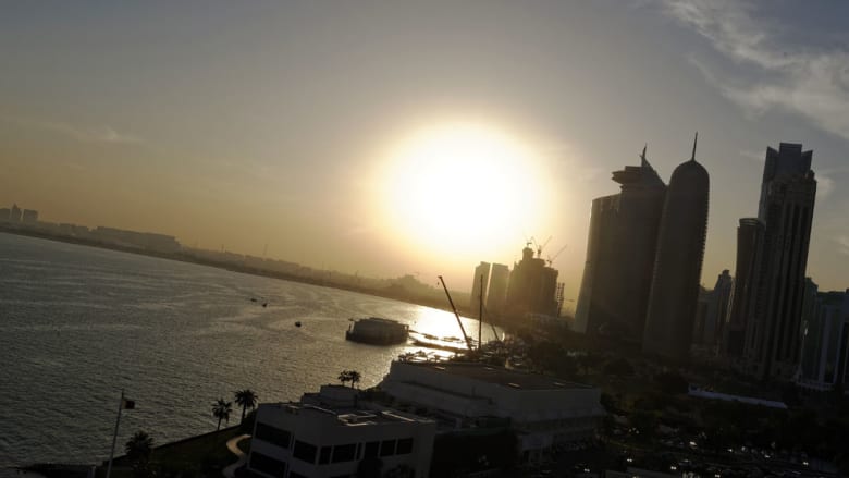 غروب  الشمس في العاصمة القطرية الدوحة