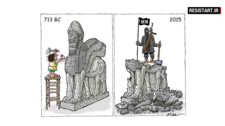 بالصور.. إيران تستضيف مسابقة للرسوم الكارتونية حول داعش 