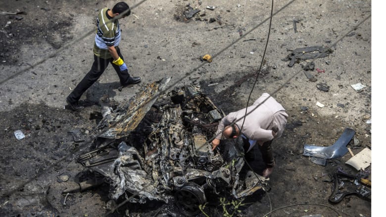 موقع التفجير الذي استهدف موكب النائب العام المصري هشام بركات