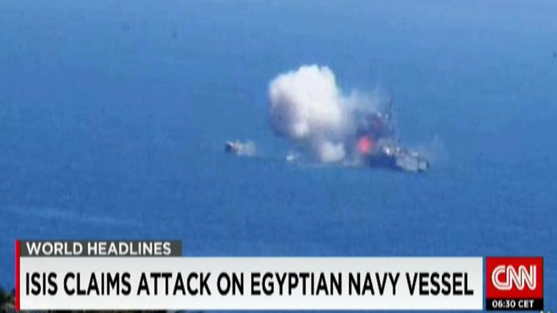 بالصور.. داعش يتبنى الهجوم على قطعة بحرية مصرية قرب رفح بالمتوسط