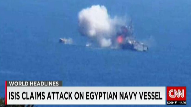 بالصور.. داعش يتبنى الهجوم على قطعة بحرية مصرية قرب رفح بالمتوسط
