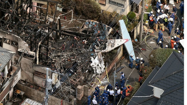 موقع تحطم الطائرة في طوكيو