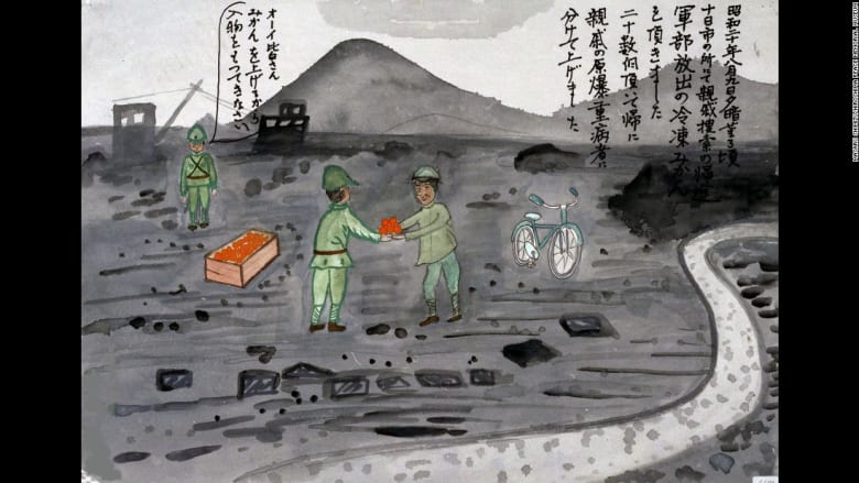 بالصور.. رسوم على يد الناجين من القنبلة الذرية باليابان تروي ذكريات لن يمحوها الزمن