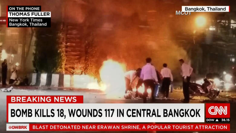بالصور.. اللحظات الأولى لما بعد الانفجار في معبد إروان الهندوسي في بانكوك